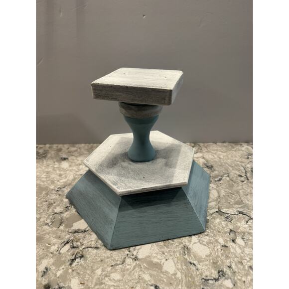 Coastal Mediterranean Wood Pedestal Fruit Bowl 7” - Picture 6 of 7